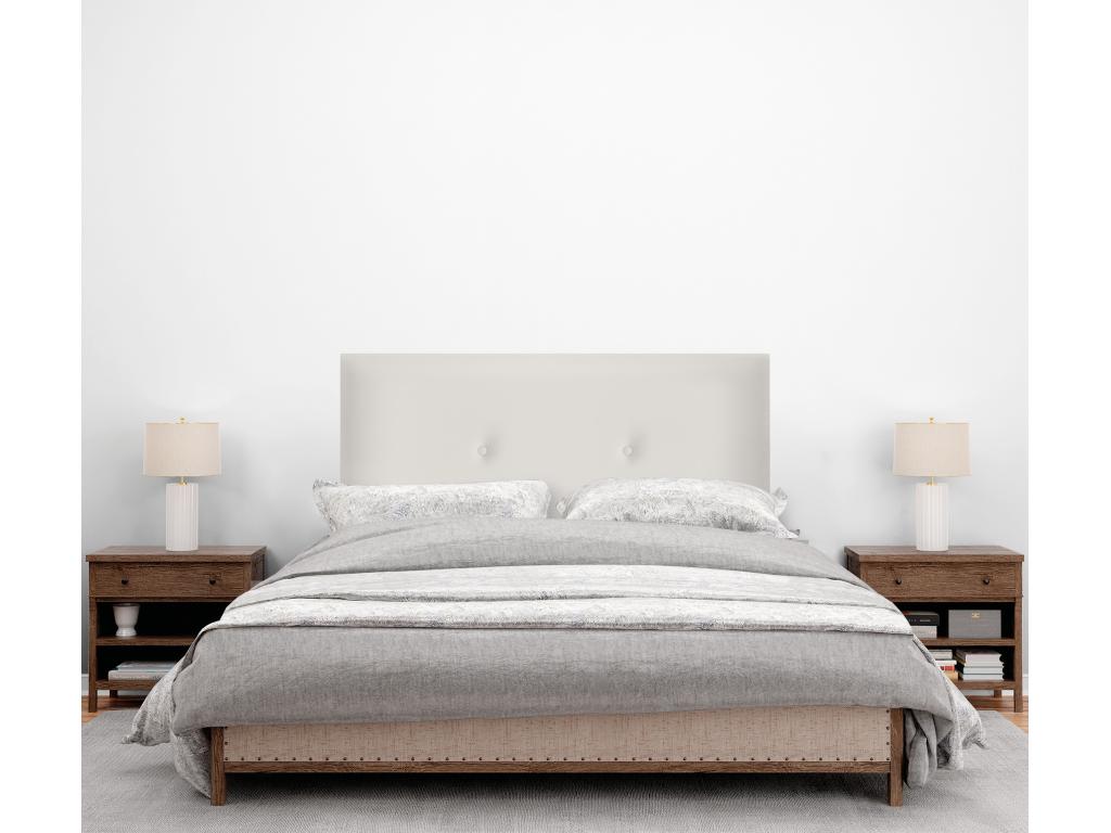 Lysvia Tête de lit simili cuir lisse avec Boutons 90x50cm Lits 80/90 - Blanc Osseux OMPF04720