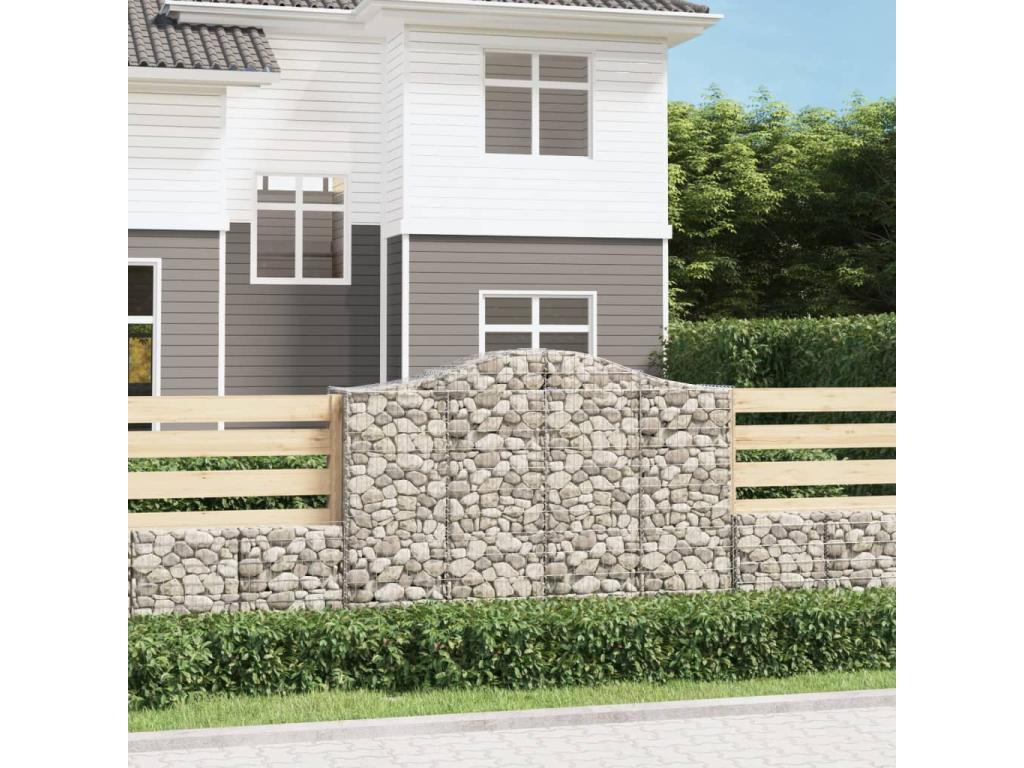 Paniers à gabions arqués 2 pcs 200x50x140-160 Fer galvanisé UGMD13154