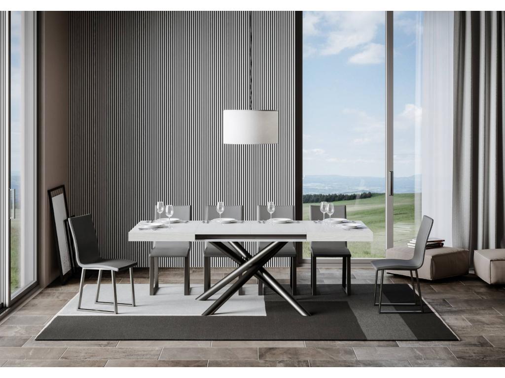 Table extensible 90x130/390 cm Famas Frêne Blanc cadre Anthracite YSBT15204
