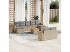 Salon de jardin et coussins 10 pièces méLysvia beige résine tressée FBGQ49143