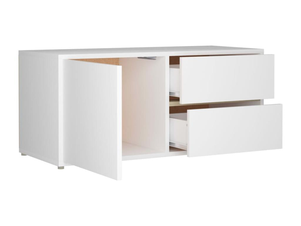 Meuble TV Blanc 80x34x36 cm Bois d'ingénierie HYAP05359