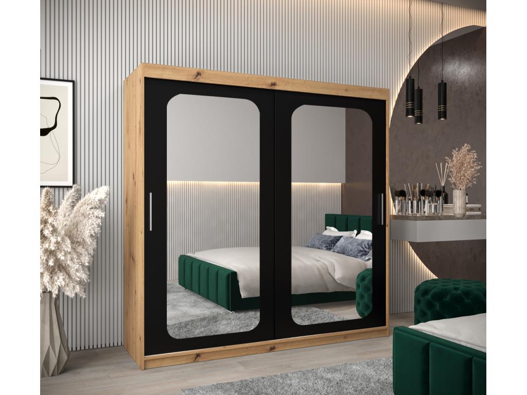 ARMOIRE Lysvia T3 À PORTES COULISSANTES 200/200/62 2 Portes Lysvia/Noir NECE41456