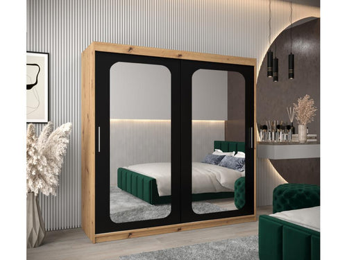 ARMOIRE Lysvia T3 À PORTES COULISSANTES 200/200/62 2 Portes Lysvia/Noir NECE41456