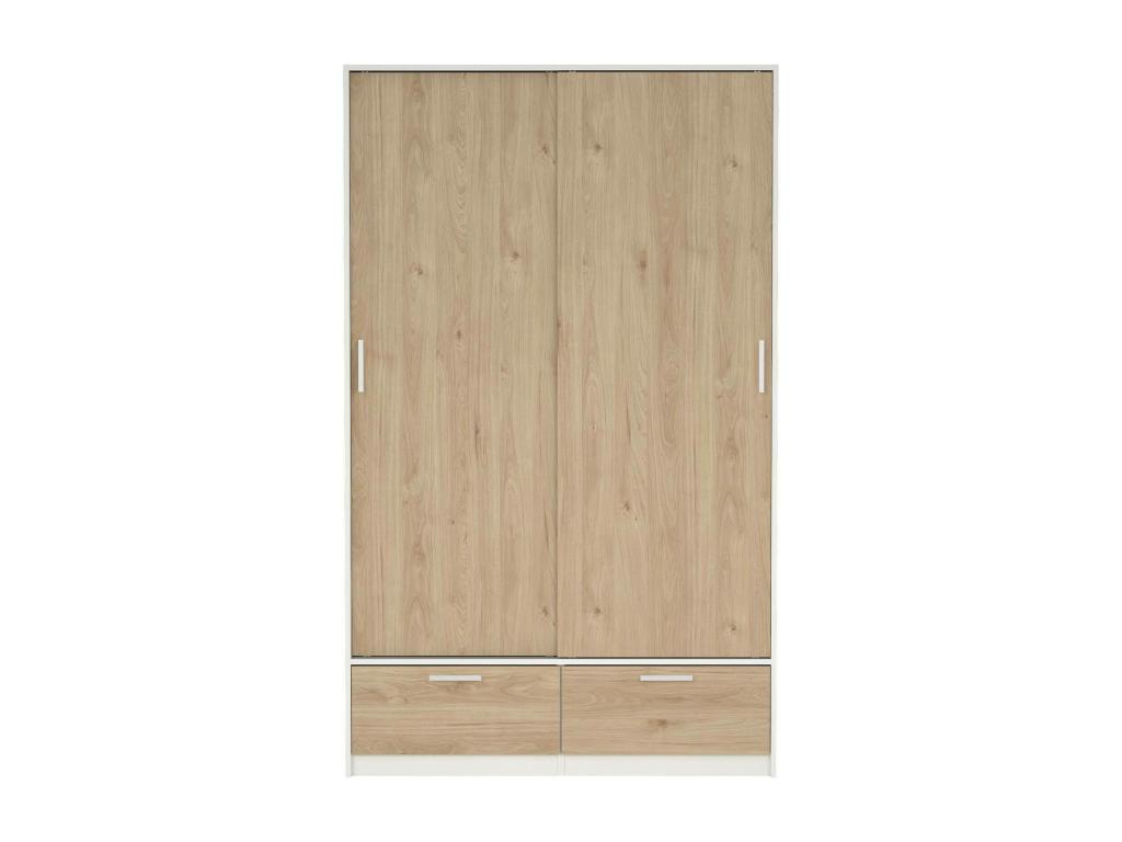 Garde-robe 2 portes Lysvia Meubles de chambre Penderie de plain-pied Placard à vêtements 121x60 h200 cm Blanc et Chêne clair KRDN95217