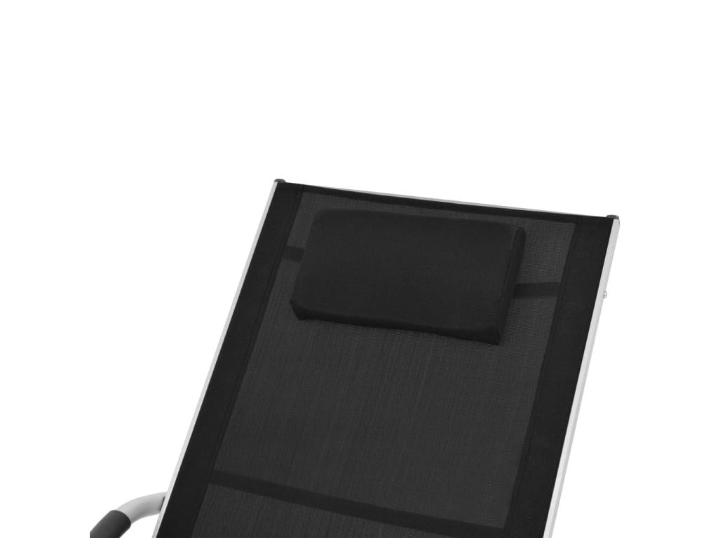 Méridienne avec oreiller Aluminium et textilène noir HJZS38507