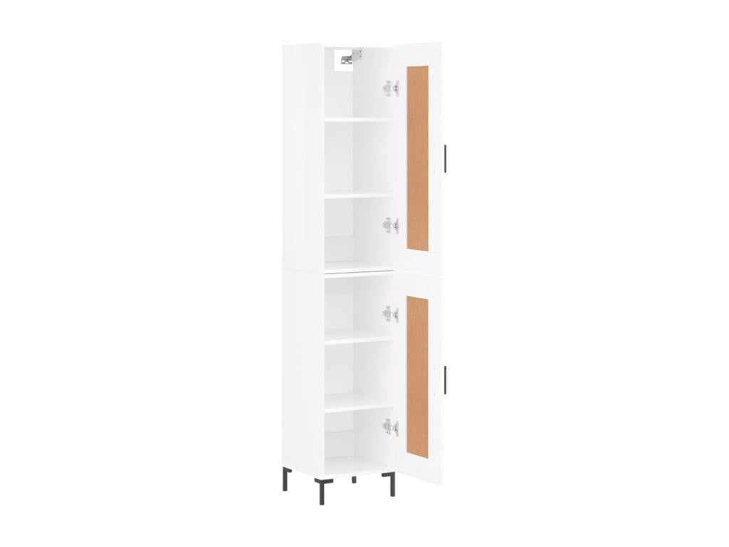 Buffet haut Blanc brillant 34,5x34x180 cm Bois d'ingénierie GOQO78483