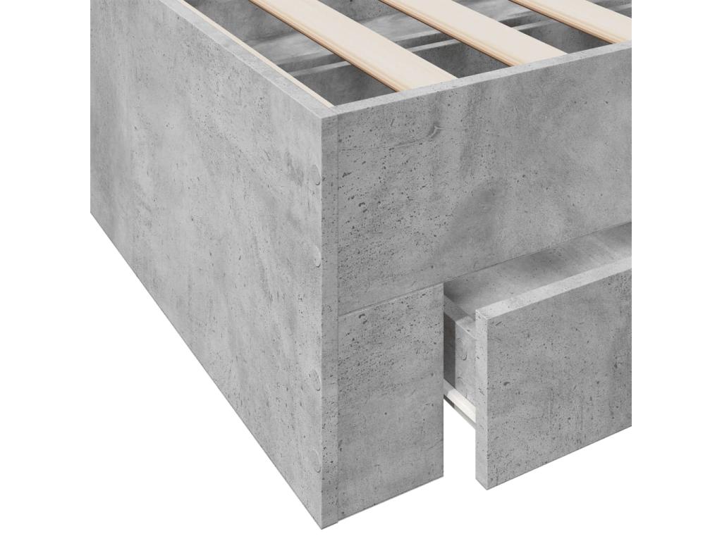 Cadre de lit à tiroirs gris béton 180x200 cm bois d'ingénierie WYCR38026