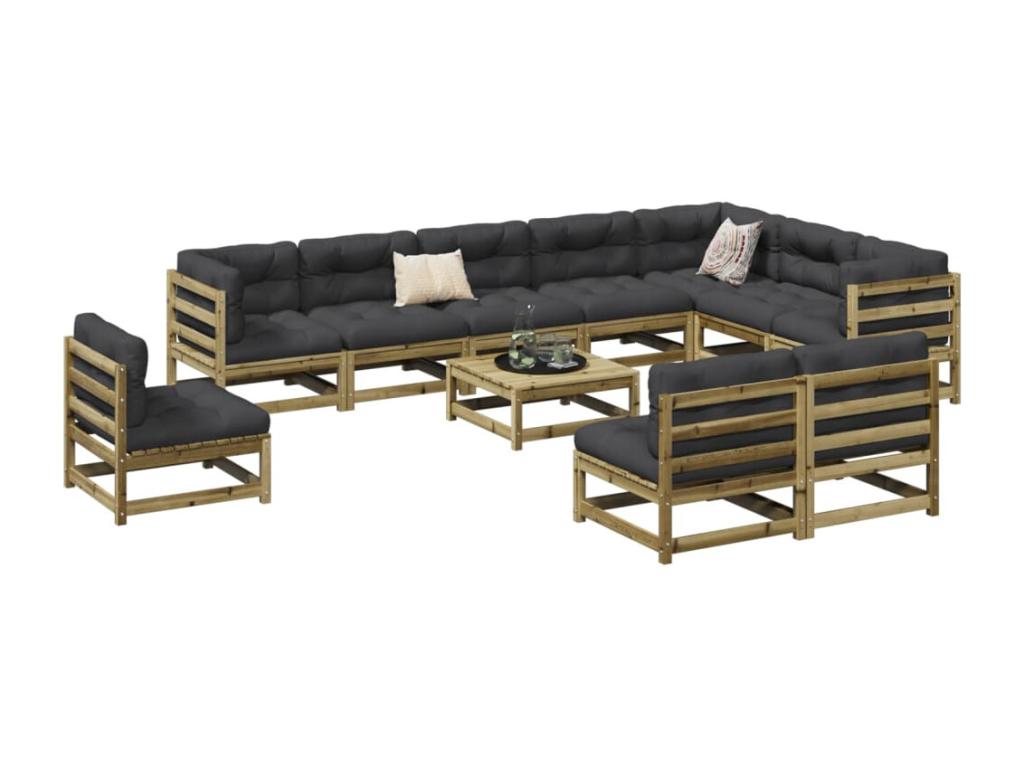 Salon de jardin 11 pcs bois de pin imprégné ADVF62236