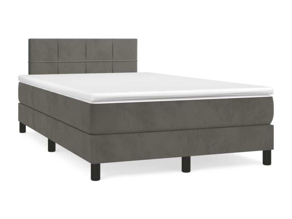 Sommier à lit et matelas gris foncé 120x190cm velours KWII31633