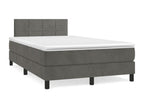 Sommier à lit et matelas gris foncé 120x190cm velours KWII31633