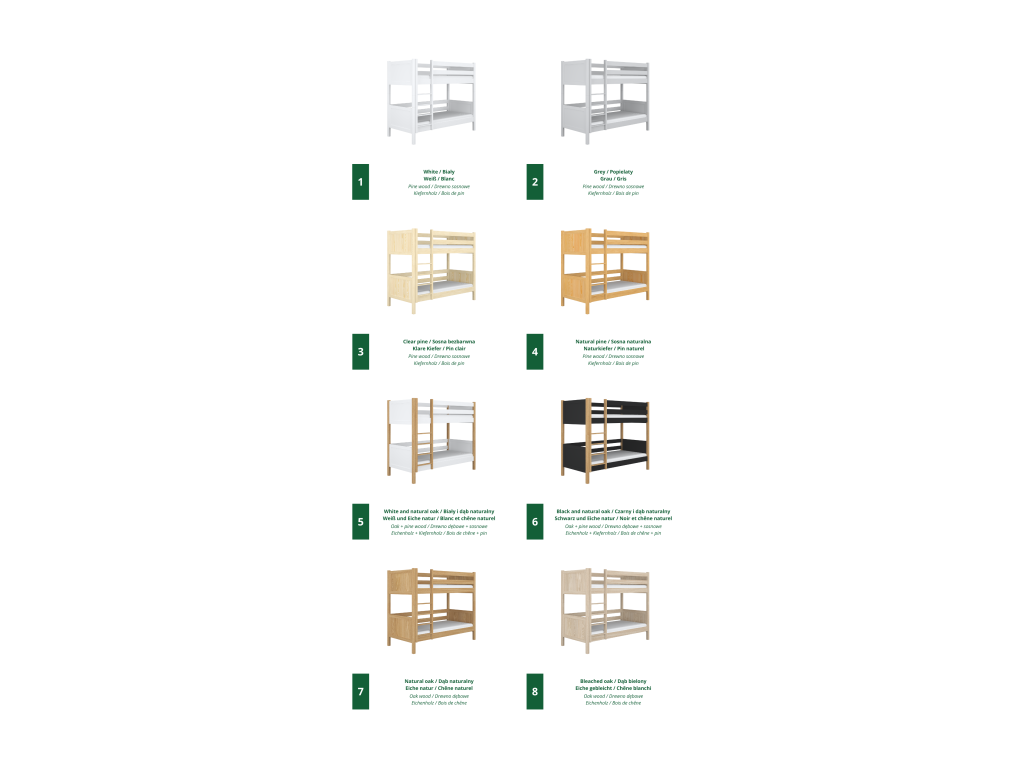 Lit superposé en bois N02 Blanc / Chêne Naturel 100x180 RADM68711