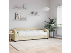 Lit de jour avec matelas crème 80x200 cm tissu AQQS20091