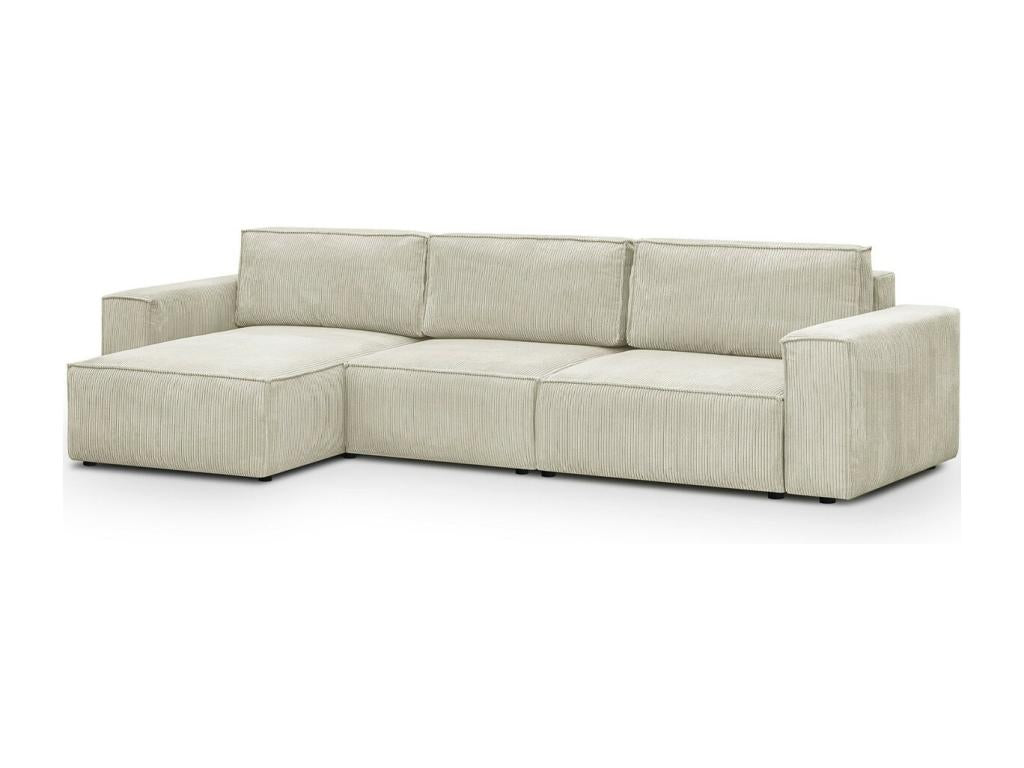 Canapé d'angle modulable 5 places en velours tricoté beige - Lysvia Mod JSAA54651