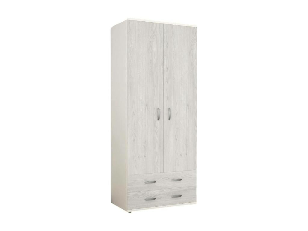 Garde-robe 2 portes Lysvia Meubles de chambre Dressing avec portes Armoire Made in Italy 80x52h170 cm Blanc et gris BTAI18854