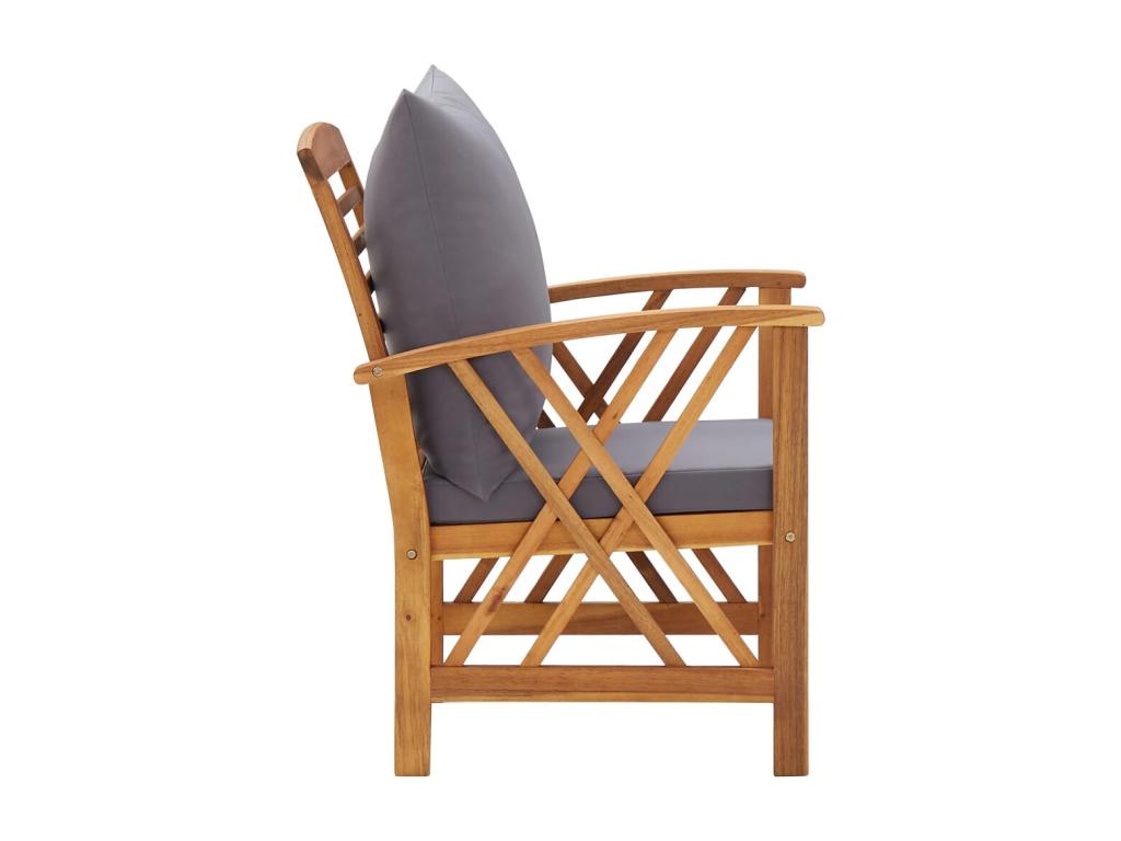 Salon de jardin 5 pcs avec coussins Bois d'Lysvia solide WOIV05047