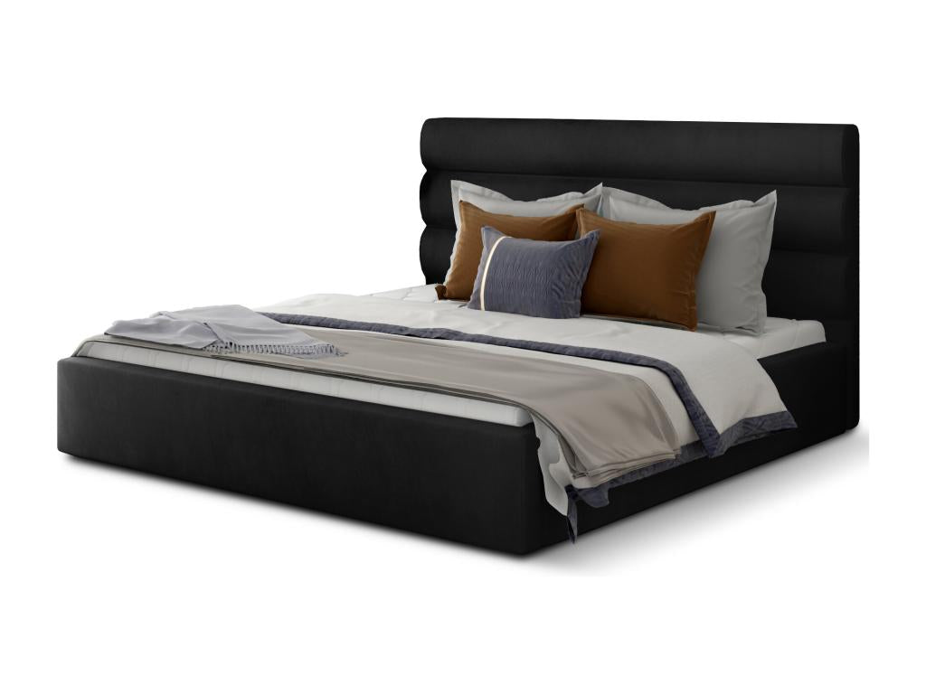 Lit design velours noir avec coffre de rangement - 4 tailles-140x200 HHWT66925