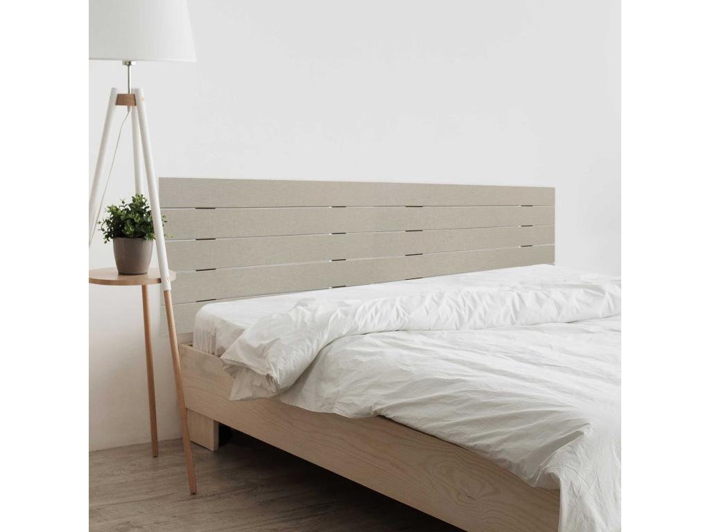 Lysvia Tête de Lit en Bois DM Recyclé Double Style Palette Horizontale 180x46cm Lits 180 - Finition Lin NVPT51391