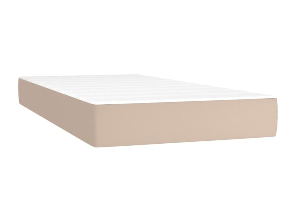 Sommier tapissier matelas et LED Cappuccino 90x190cm Similicuir SAKX46284