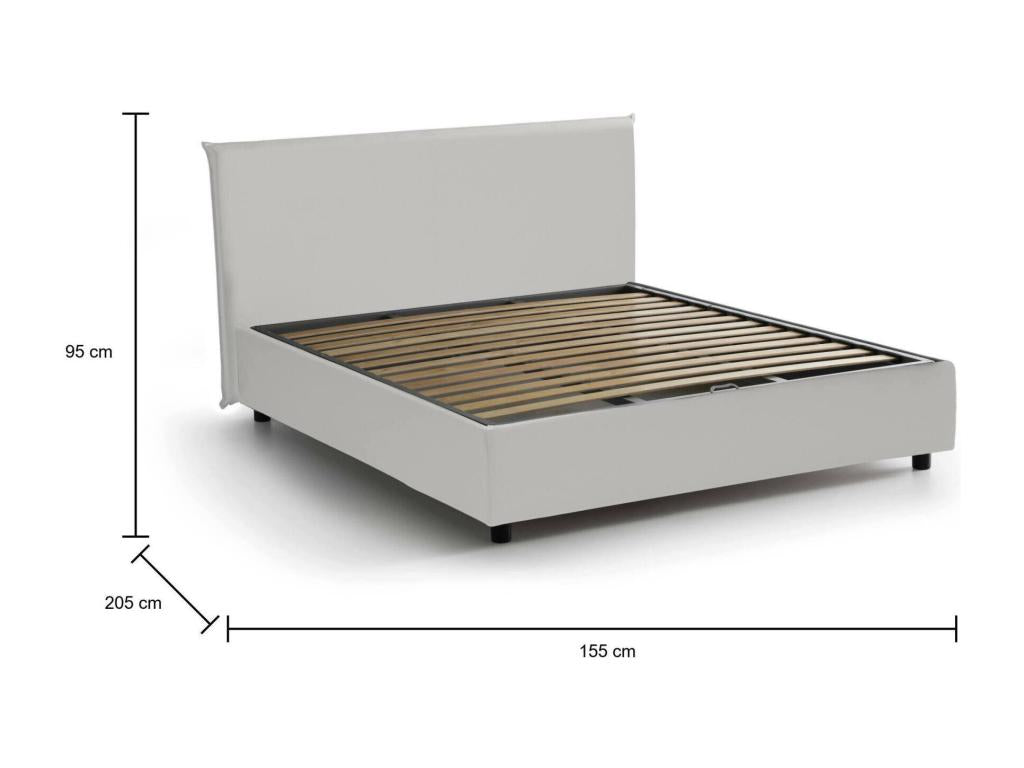 Lit double Lit coffre avec revêtement en éco-cuir Made in Italy Ouverture frontale adaptée pour matelas 140x190 cm Blanc VBQH69376