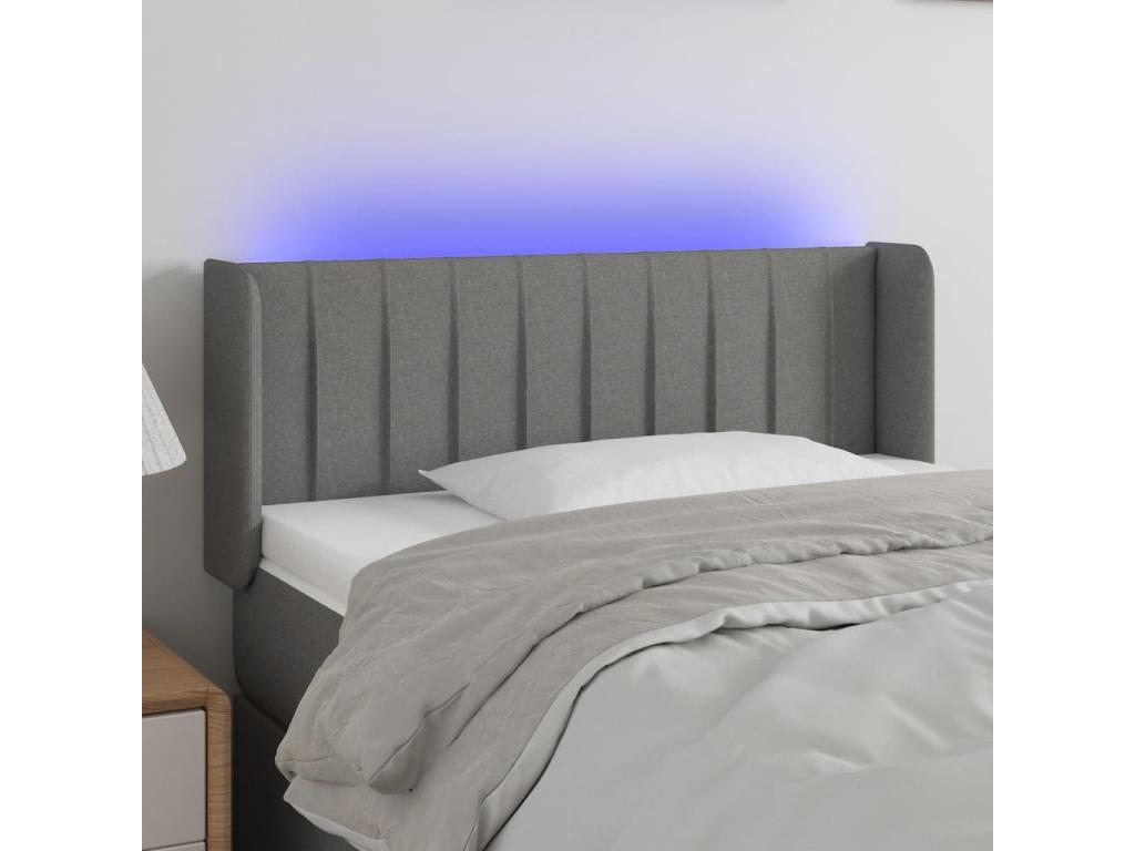 Tête de lit à LED Gris foncé 103x16x78/88 cm Tissu MIOF35560