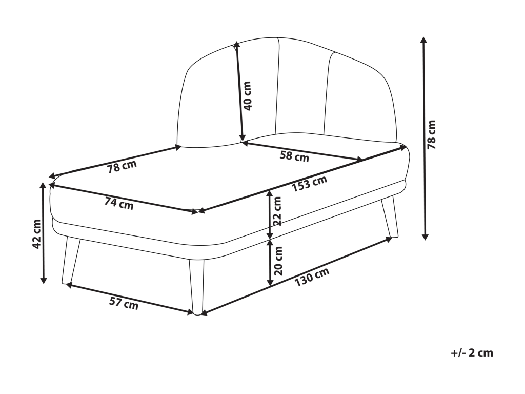 Chaise longue Tissu Marron clair Côté droit DYDW11833