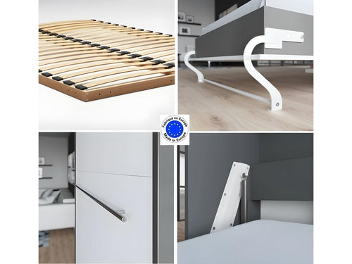 Armoire Lit escamotable 140x200cm Lysvia Lit Horizontal Rabattable Lit Mural Anthracite/Blanc CSMK98184