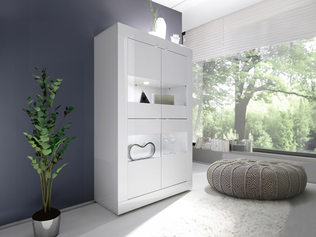 Vitrine Lysvia - LEDs - 4 portes - Blanc laqué AJCR80913