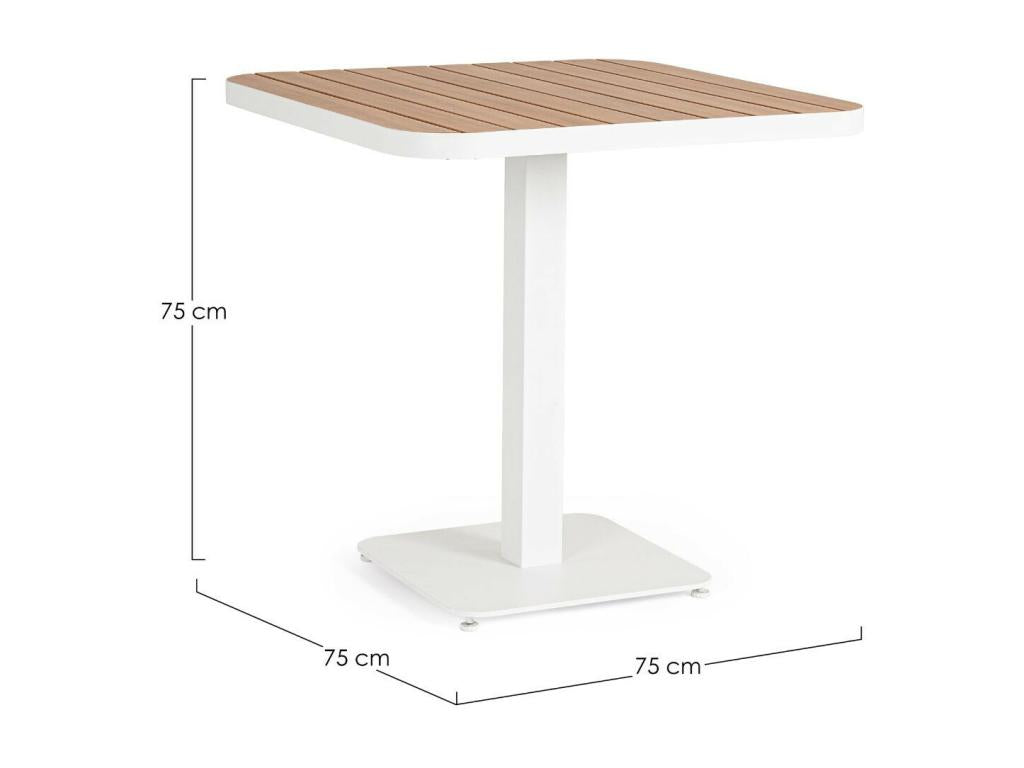 Table de jardin carrée en métal blanc L78 2 personnes - Elariva RFJL32838