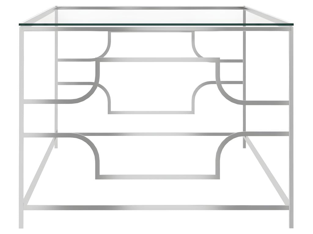 Table basse Argenté 120x60x45 cm Acier inoxydable et verre PSAF86719