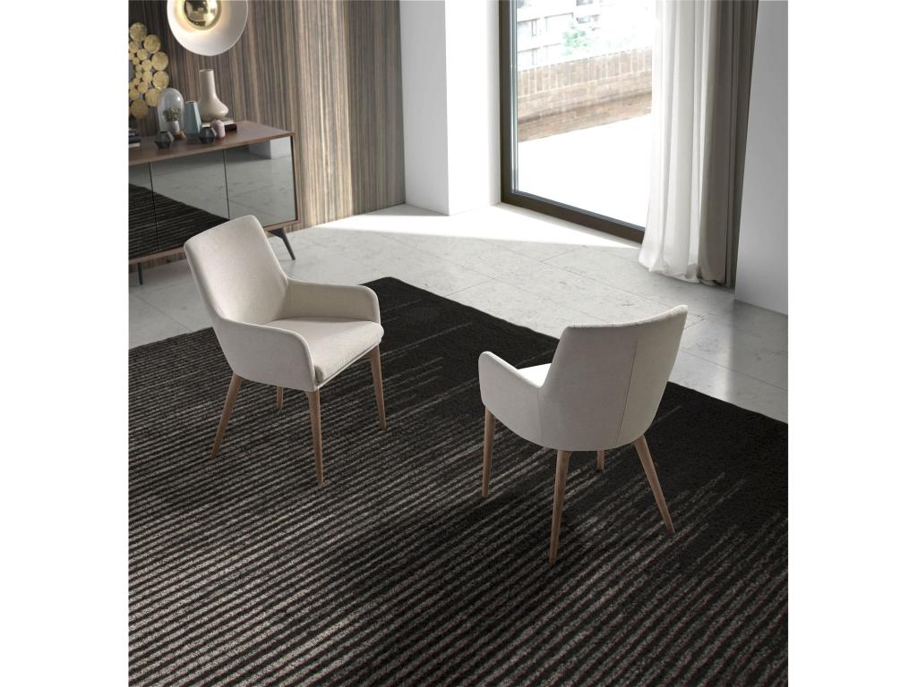 Fauteuil rembourré avec pieds bois de noyer SQAV76569