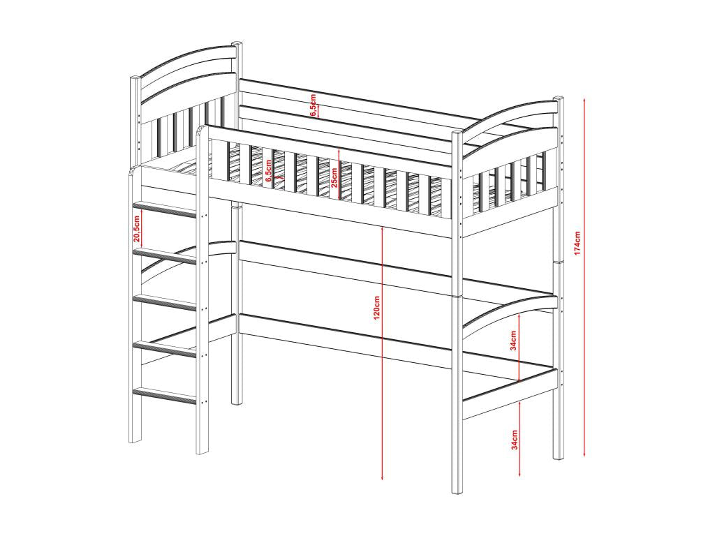 Lit mezzanine LB002 80x180 cm Beige MHUZ39004