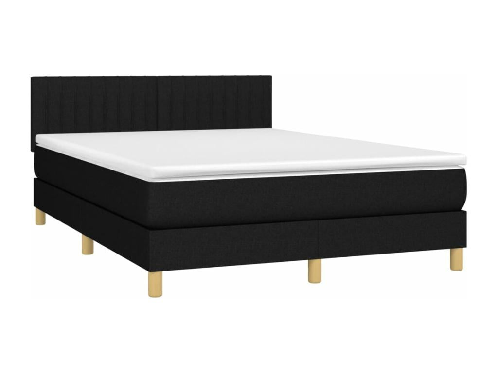 Sommier à Lysvia de lit avec matelas LED Noir 140x190 Tissu MXXL39519
