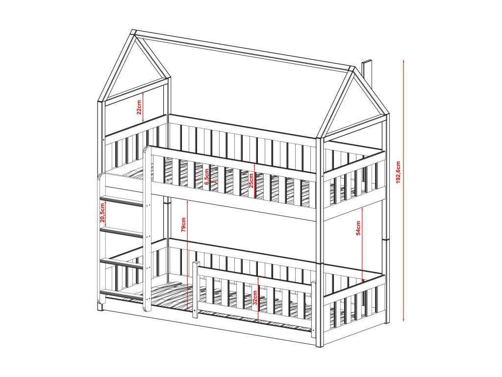 Lit cabane HB014 80x190 cm Beige SPSS99441