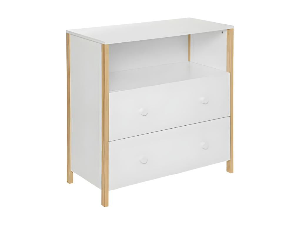 Commode 2 tiroirs aggloméré blanc 85x80x40cm SQIM24287