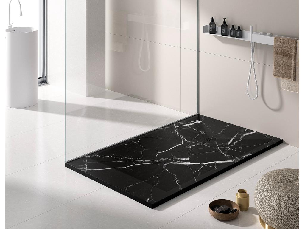 Receveur de douche Marbre Noir finition Lisse grille de couleur 3D - 180x90 cm YDDH59608
