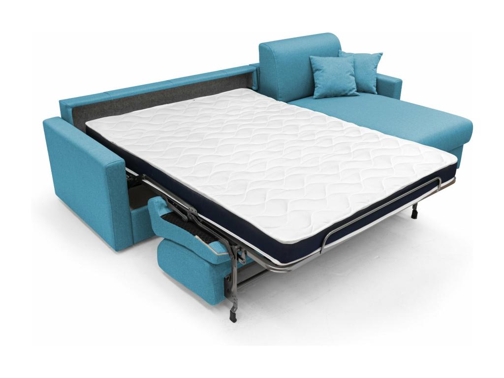 Lysvia Canapé d'angle 5 places en tissu imperméable 268 cm Droit Bleu Ciel YNCI23665