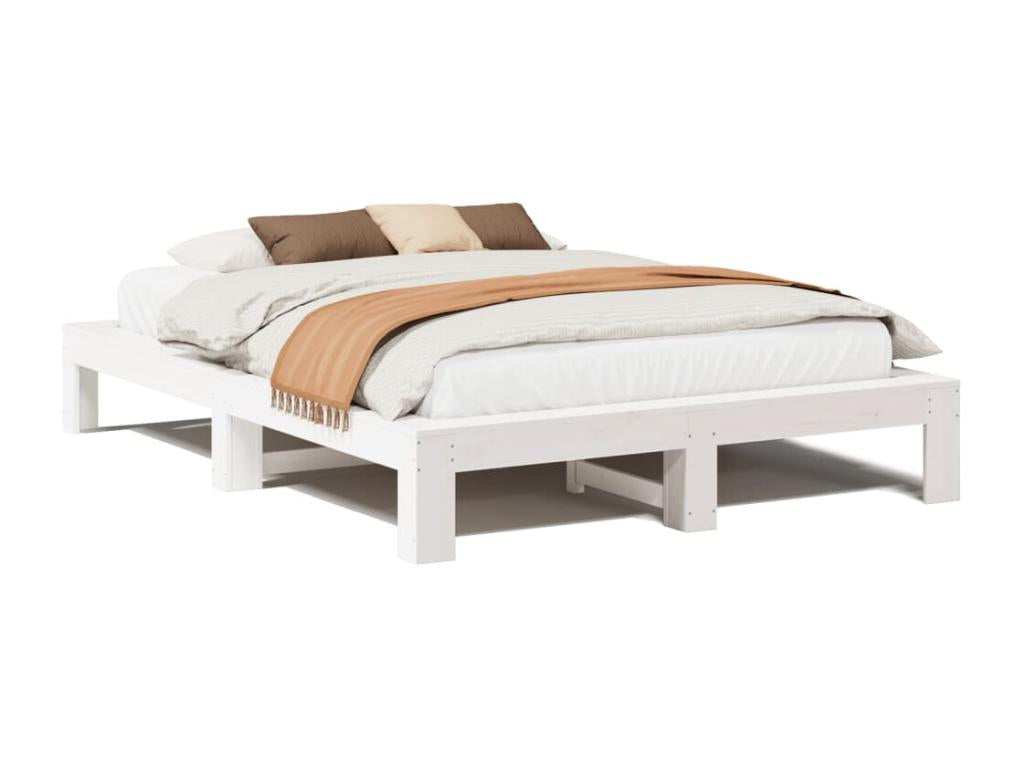 Cadre de lit sans matelas blanc 140x200 cm bois de pin massif INMY73484