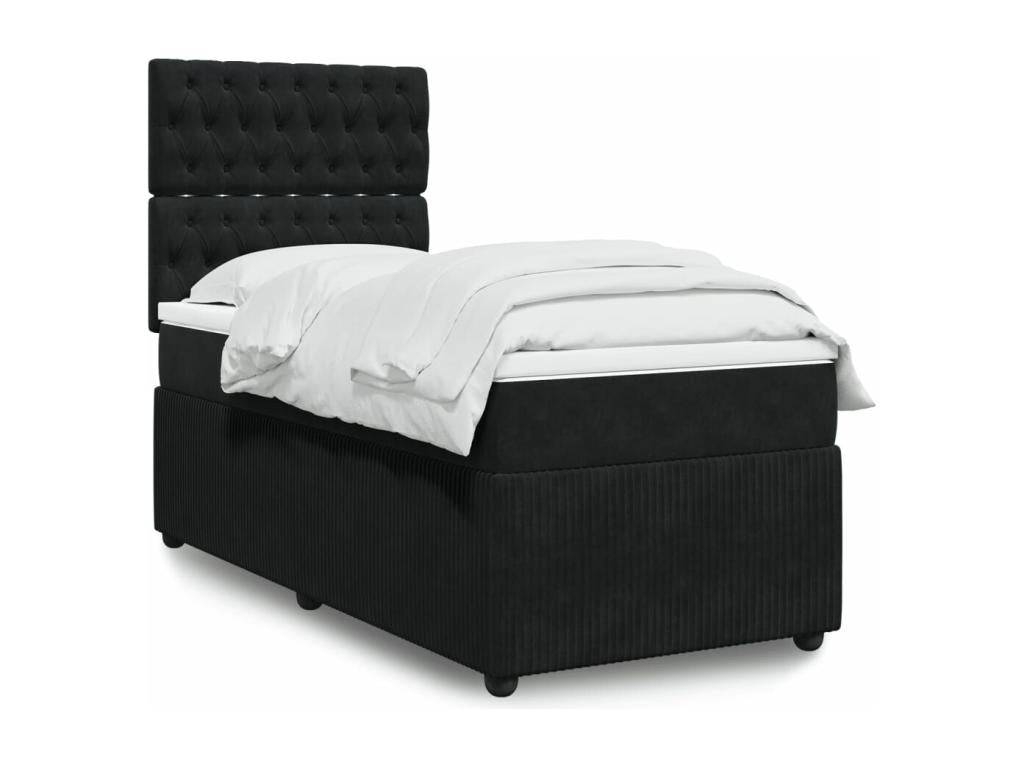 Sommier à Lysvia de lit avec matelas Noir 100x200 cm Velours JBTD25226