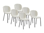 Lot de 6 chaises en tissu bouclette et métal noir - Crème - Dormeva MYXB43868