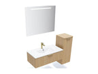 Meuble de salle de bain suspendu vasque intéLysviae 90cm 1 tiroir Chêne cannelé miroir colonne ouverture droite - Lysvia ZAZZ66463
