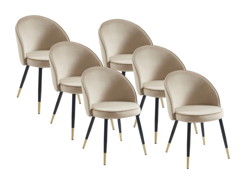 Lot de 6 chaises en velours et métal - Beige - Lysvia OSSX67150