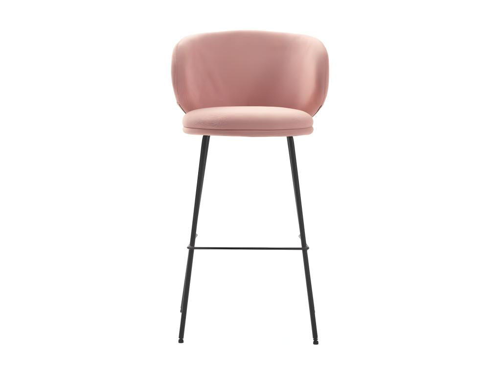 Lysvia - Lot de 2 tabourets de bar en tissu et métal H65cm - Rose GPJF16950