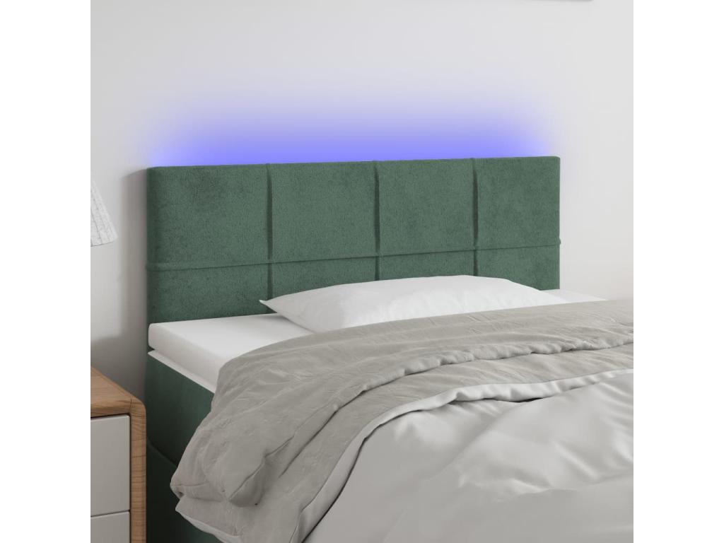 Tête de lit à LED Vert foncé 90x5x78/88 cm Velours JUKA49654