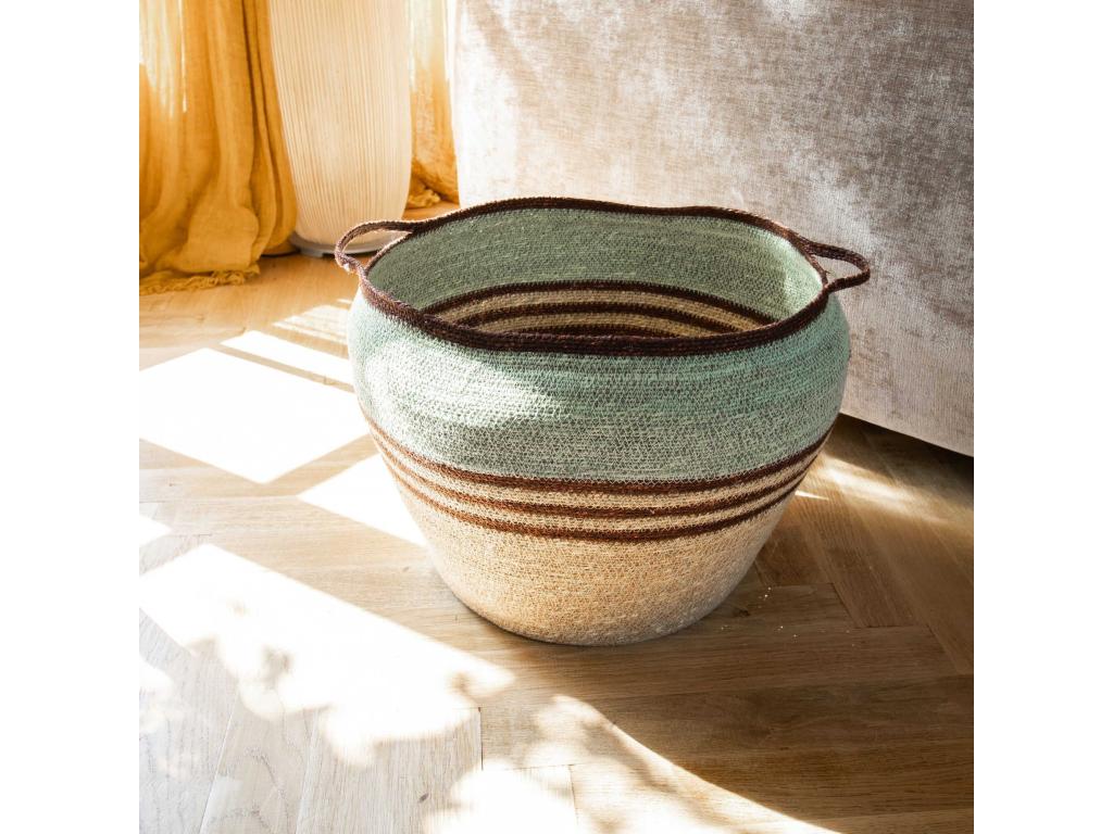 Elariva Home - Panier En Jonc De Mer Tresse Main Vert Celadon 40x40cm Chobie EJJV15423