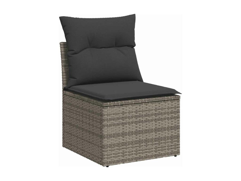 Salon de jardin 8 pcs avec coussins gris résine tressée BCZO05164