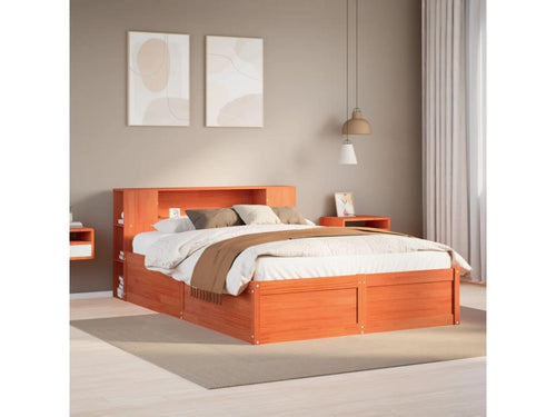 Cadre de lit sans matelas cire marron 120x190cm bois pin massif SROH28712