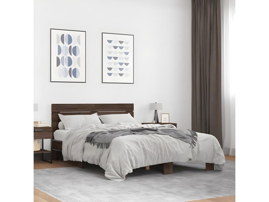 Cadre de lit sans matelas chêne marron 140x190 cm SWTO20367