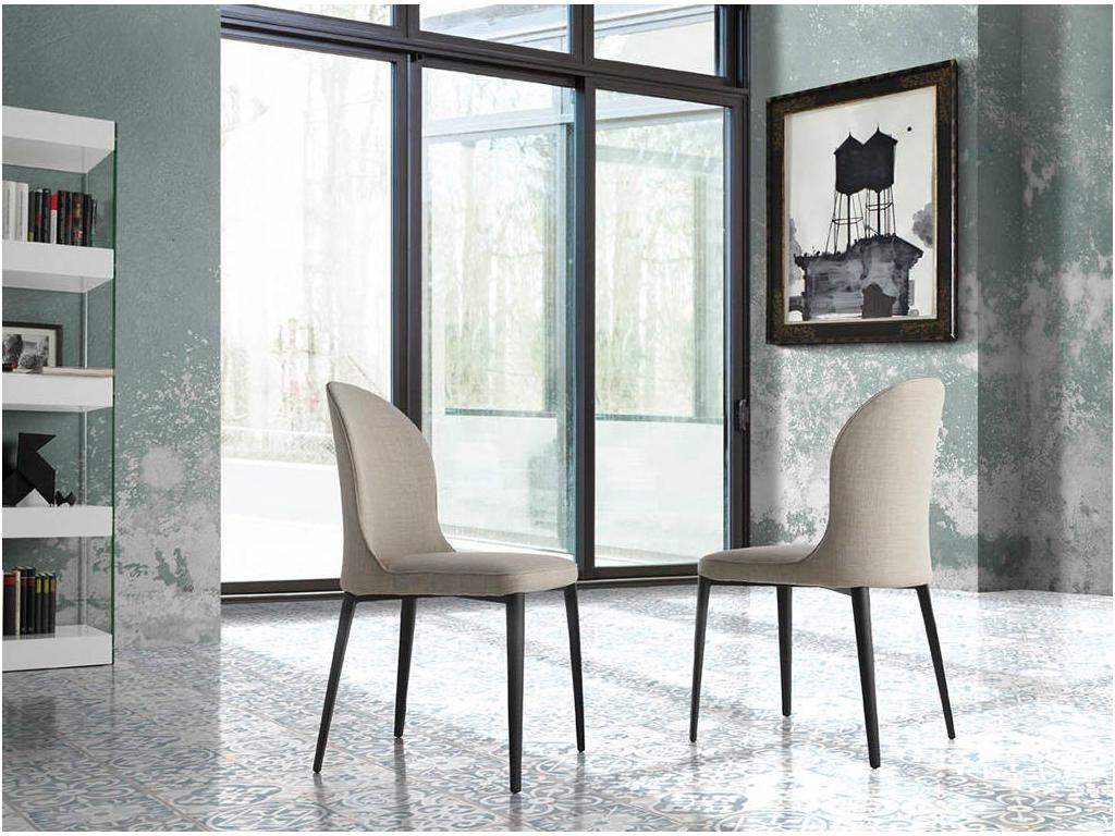 Chaise tissu et pieds acier noir Lysvia - Lot de 2-Couleur Lysvia 01 VKTC09251