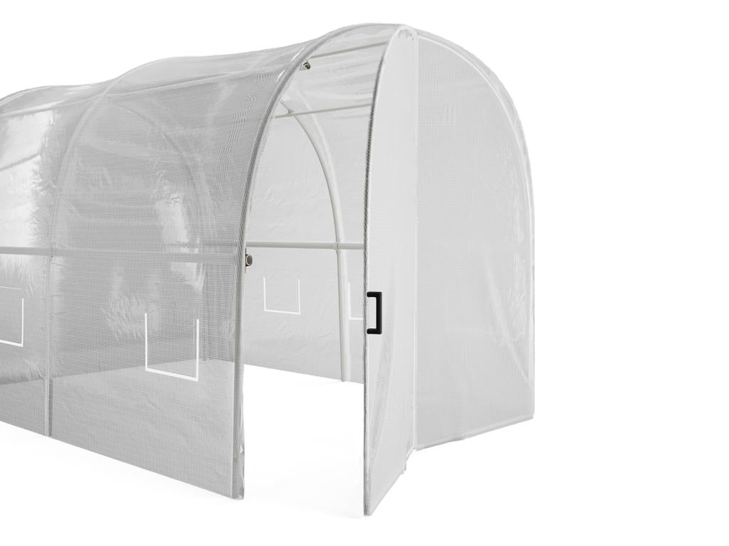 Serre tunnel avec structure en acier et porte 12 m² - L300 x l400 x H200 cm - Blanc - Lysvia EJZN84984