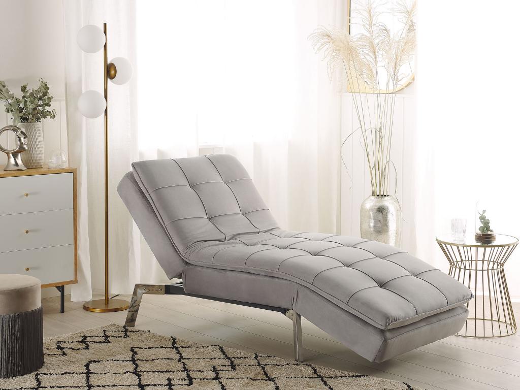 Chaise longue Lysvia Velours Gris clair Lysviaétrique DTZL25546